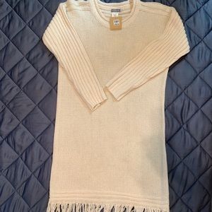 Earthbound Sheer sweater dress with fringe edges
